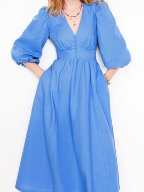 Boden Lola Blouson Maxi Dress Ocean Blue